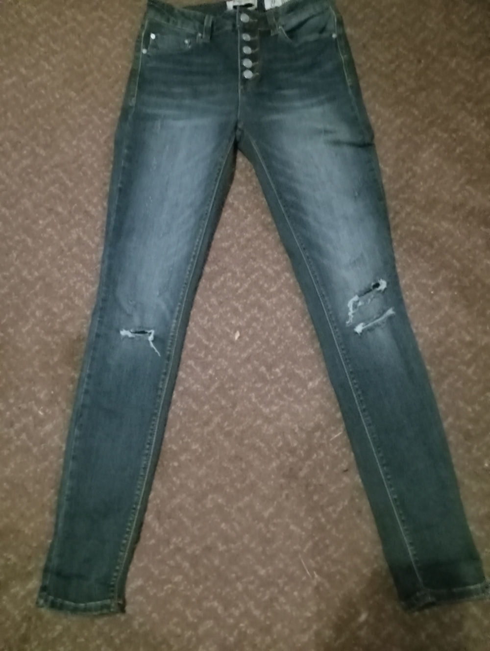 Indigo Rein Dark Blue Distressed Skinny Jeans